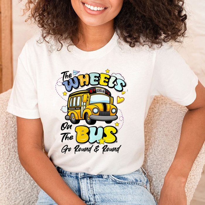 Back To School Funny The WHEELS On The BUS Toddler Kids Boys T-Shirt d