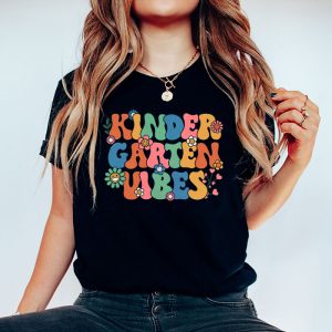 Back To School Shopping Kindergarten Vibes Retro Lovely T-Shirt 1 4 Back To School Kindergarten Vibes Retro Teacher Women Kids T Shirt 1 4 1