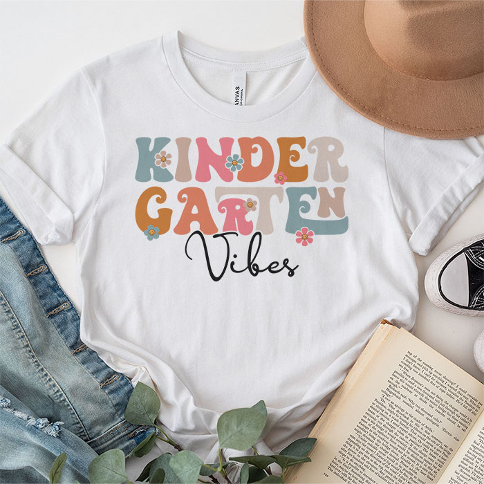 Back-To-School-Kindergarten-Vibes-Retro-Teacher-Women-Kids-T-Shirt-3-5 Back To School Kindergarten Vibes Retro Teacher Women Kids T Shirt 3 5 1