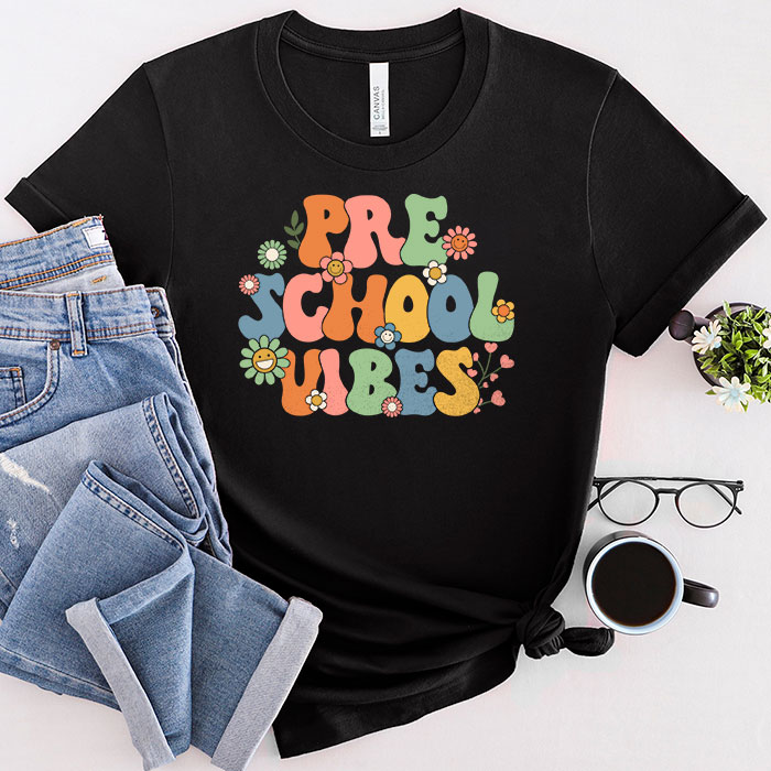 Back-To-School-Pre-K-Vibes-Retro-Teacher-Women-Kids-T-Shirt-1 Back To School Pre-K Vibes Retro Teacher Women Kids T-Shirt 1