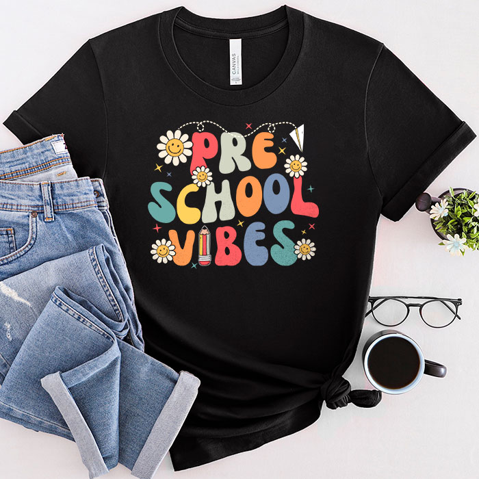Back-To-School-Pre-K-Vibes-Retro-Teacher-Women-Kids-T-Shirt-2 Back To School Pre-K Vibes Retro Teacher Women Kids T-Shirt 2