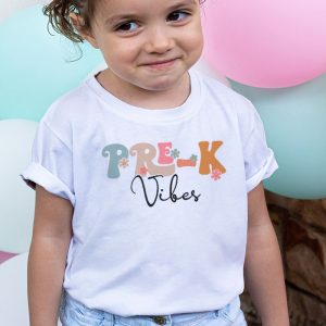 Back To School Pre K Vibes Retro Teacher Women Kids T Shirt 3 4