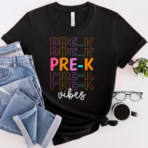 Back To School Pre-K Vibes Retro Teacher Women Kids T-Shirt 4