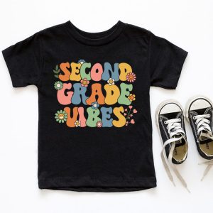 Back To School Shopping Second Grade Vibes Retro Lovely T-Shirt 1 5 Back To School Second Grade Vibes Retro Teacher Women Kids T Shirt 1 5