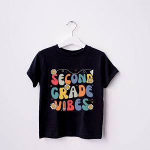Back To School Shopping Second Grade Vibes Retro Lovely T-Shirt 2 3 Back To School Second Grade Vibes Retro Teacher Women Kids T Shirt 2 3