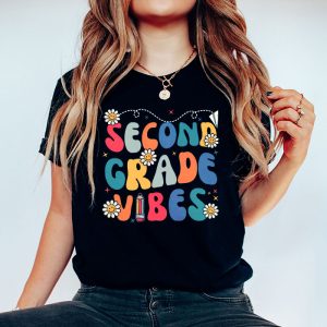 Back To School Shopping Second Grade Vibes Retro Lovely T-Shirt 2 4 Back To School Second Grade Vibes Retro Teacher Women Kids T Shirt 2 4