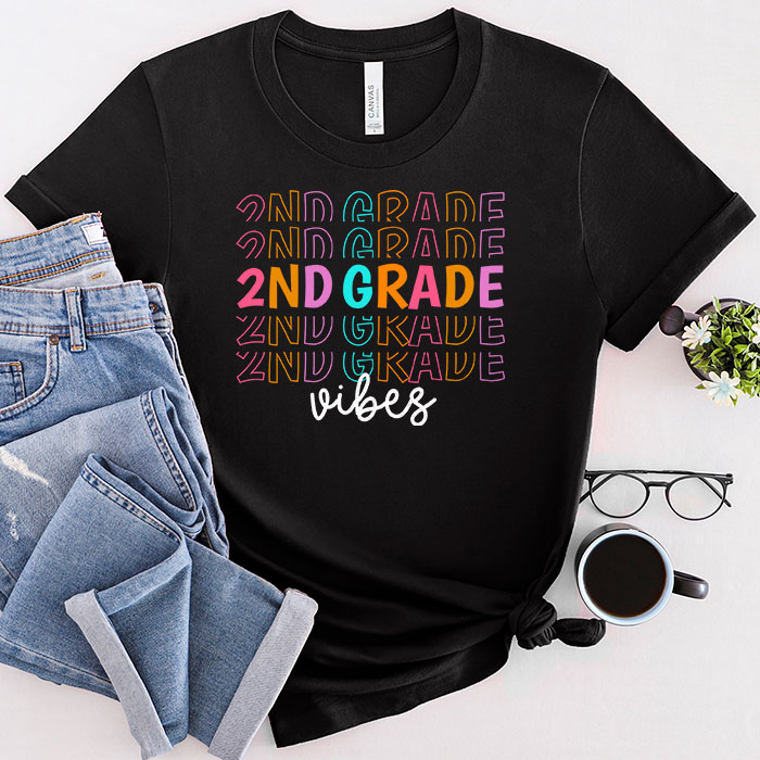 Back-To-School-Second-Grade-Vibes-Retro-Teacher-Women-Kids-T-Shirt-4 Back To School Second Grade Vibes Retro Teacher Women Kids T-Shirt 4