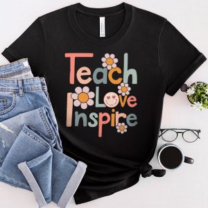 Back To School Teach Love Inspire Retro Teachers Women Kids T-Shirt