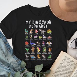 Back To School Types Of Dinosaurs Alphabet Identification T Shirt A 3