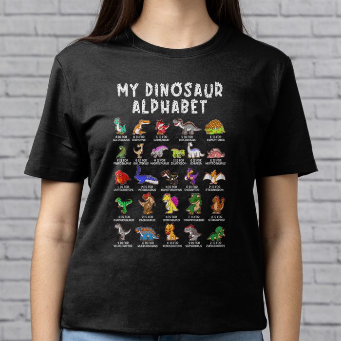 Back To School Types Of Dinosaurs Alphabet Identification T Shirt A 5