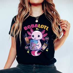 Boba Tea Bubble Tea Milk Tea Anime Axolotl T Shirt 1 3