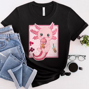 Anime Shirts For Girls Boba Tea Bubble Milk Tea Cute Anime Axolotl T-Shirt 2