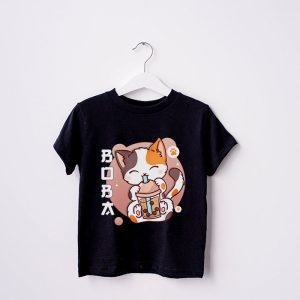 Cat Boba Anime Bubble Tea Neko Girls Kawaii Girls Teen T Shirt 2 1