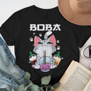 Cat Boba Anime Bubble Tea Neko Girls Kawaii Girls Teen T Shirt 2 3