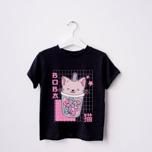 Cat Boba Anime Bubble Tea Neko Girls Kawaii Girls Teen T Shirt 2