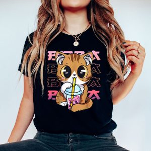 Cat Boba Anime Bubble Tea Neko Girls Kawaii Girls Teen T Shirt 4 2