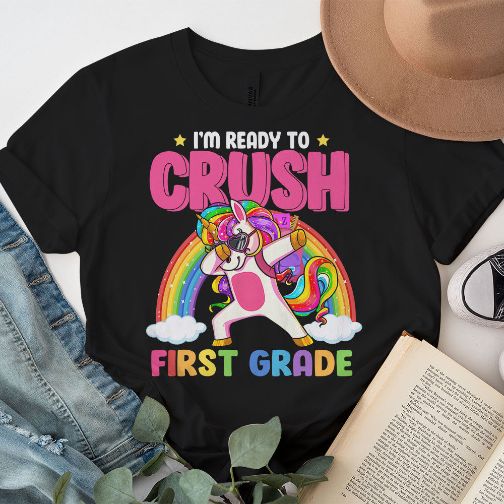 Crush-1ST-GRADE-Dabbing-Unicorn-Back-to-School-Girls-Gift-T-Shirt-A-3 Crush 1ST GRADE Dabbing Unicorn Back to School Girls Gift T Shirt A 3