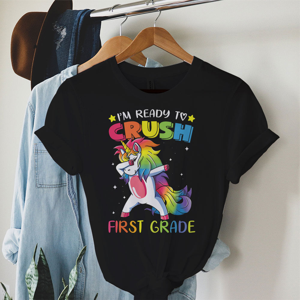 Crush 1st Grade Dabbing Unicorn Back to School Girls Gift T-Shirt b