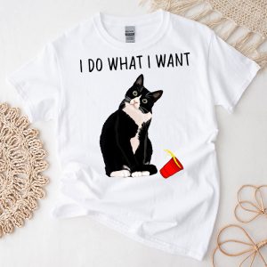 Funny Cat Shirt I Do What I Want Vintage Black Cat Red Cup T-Shirt 2