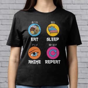 Eat Sleep Anime Gaming Repeat Kawaii Otaku Anime Manga T Shirt 4 1