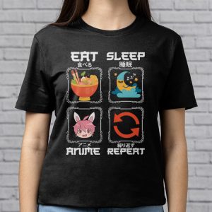 Eat Sleep Anime Gaming Repeat Kawaii Otaku Anime Manga T Shirt 5