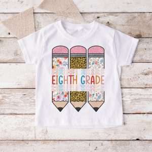 Eighth Grade Leopard Pencil Retro Teachers Back To School T Shirt 4