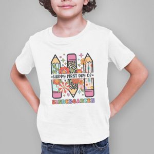 First Day Kindergarten Teacher Leopard Pencil Back to School T Shirt 3 1