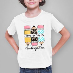 First Day Kindergarten Teacher Leopard Pencil Back to School T Shirt 3