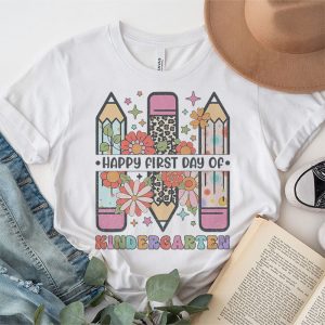 First Day Kindergarten Teacher Leopard Pencil Back to School T Shirt 5 1