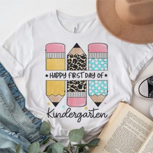 First Day Kindergarten Teacher Leopard Pencil Back to School T Shirt 5