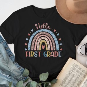 First Day of School Hello First Grade Teacher Rainbow Kids T Shirt 3 3