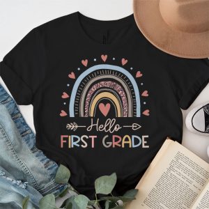 First Day of School Hello First Grade Teacher Rainbow Kids T Shirt 3