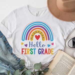First Day of School Hello First Grade Teacher Rainbow Kids T Shirt 5 1