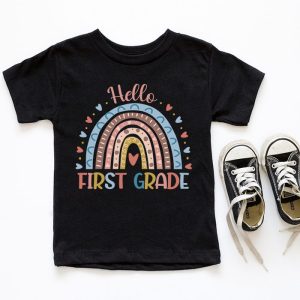 First Day of School Hello First Grade Teacher Rainbow Kids T Shirt 6 3