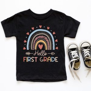 First Day of School Hello First Grade Teacher Rainbow Kids T Shirt 6