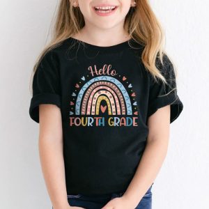 First Day of School Hello Fourth Grade Teacher Rainbow Kids T Shirt 2 3