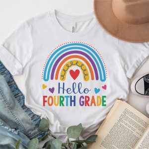 First Day of School Hello Fourth Grade Teacher Rainbow Kids T Shirt 5 1