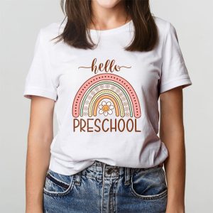 First Day of School Hello Pre K Teacher Rainbow Kids T Shirt 5 2