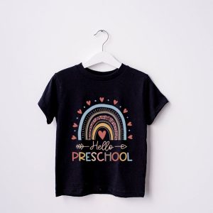 First Day of School Hello Pre K Teacher Rainbow Kids T Shirt 5