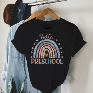 First Day Of School Hello Preschool Rainbow Teacher Kids Gift T-Shirt 4
