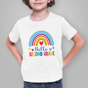 First Day of School Hello Second Grade Teacher Rainbow Kids T Shirt 3 1