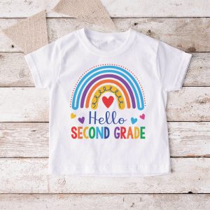 First Day of School Hello Second Grade Teacher Rainbow Kids T Shirt 6 1