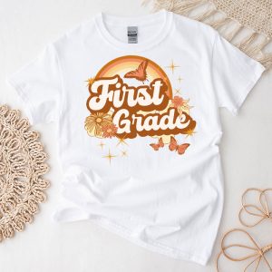 Back To School Clothes First Grade Retro Groovy Flowers T-Shirt 1