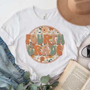 Fourth Grade Teachers 4th Grade Leopard Retro Groovy Flowers T Shirt 5 1