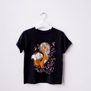 Fox Japanese Cherry Blossom Flower Vintage Gift T Shirt 3 2