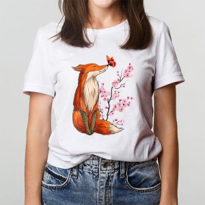 Fox Japanese Cherry Blossom Flower Vintage Gift T Shirt 4 1