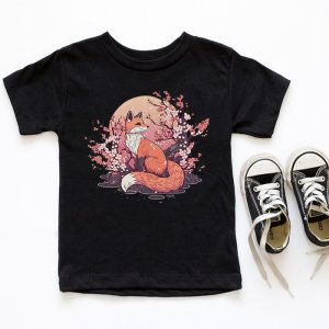 Fox Japanese Cherry Blossom Flower Vintage Gift T Shirt 5