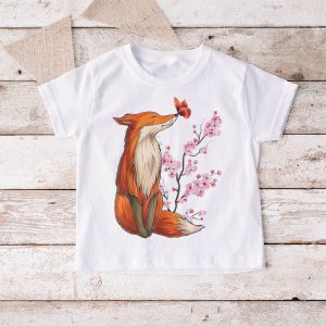 Fox Japanese Cherry Blossom Flower Vintage Gift T Shirt 6 1