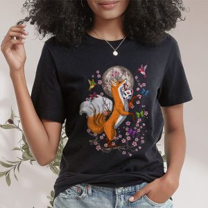 Anime Graphic Tees Fox Japanese Cherry Blossom Flower Vintage Gift T-Shirt 3