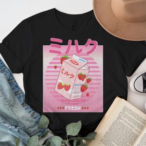 Funny Retro 90s Japanese Kawaii Strawberry Milk Shake Carton T Shirt 2 1